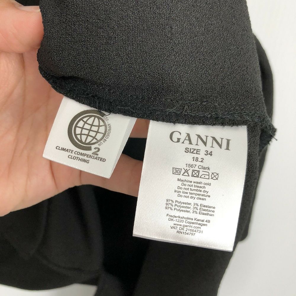 Ganni Black Midi Dress Crepe Side Slits 34 US XS - Picture 9 of 11